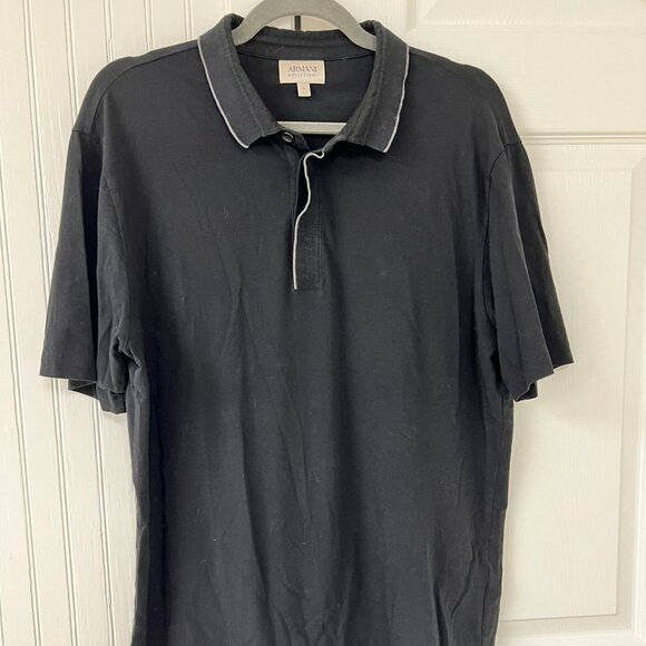 Armani Collezioni Other - Armani Collezioni Men's Black Polo with White Collar Trim - Size XXL